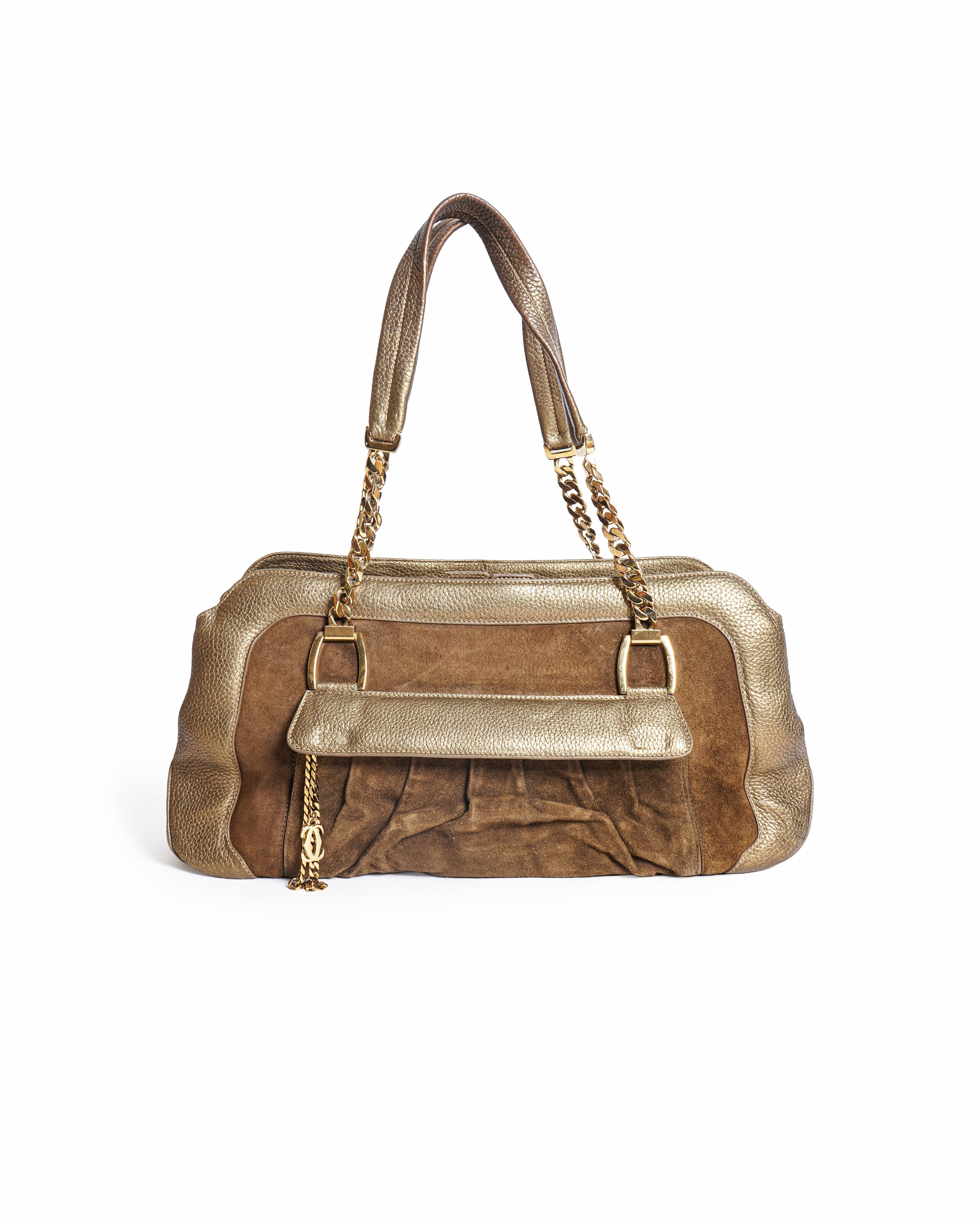 Vintage Cartier Metallic Leather and Suede Shoulder Bag