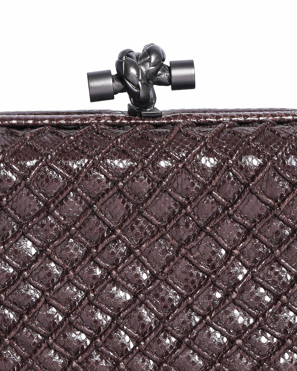 Bottega Veneta intercciato chain metal Knot clutch Bag