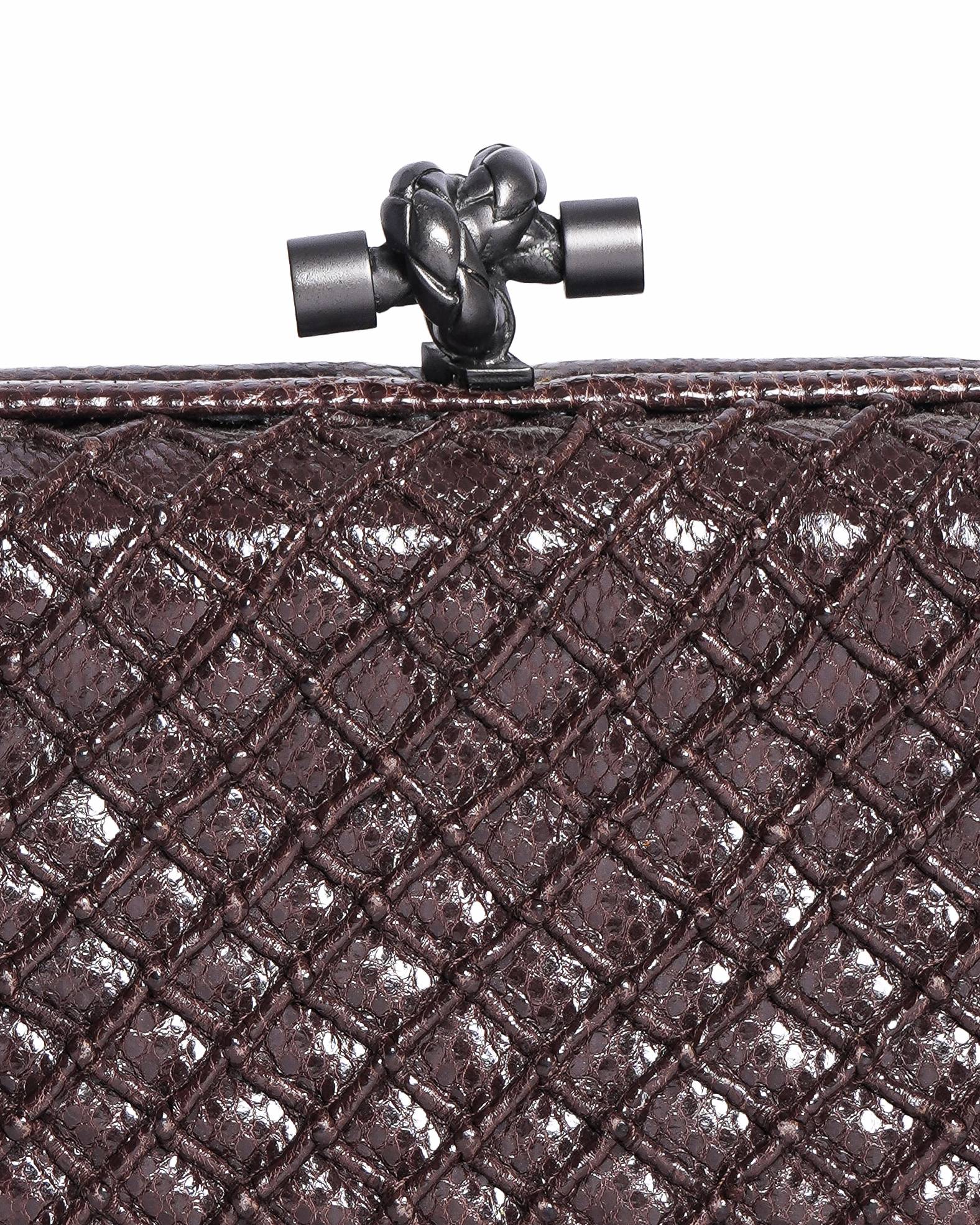 Bottega Veneta intercciato chain metal Knot clutch Bag