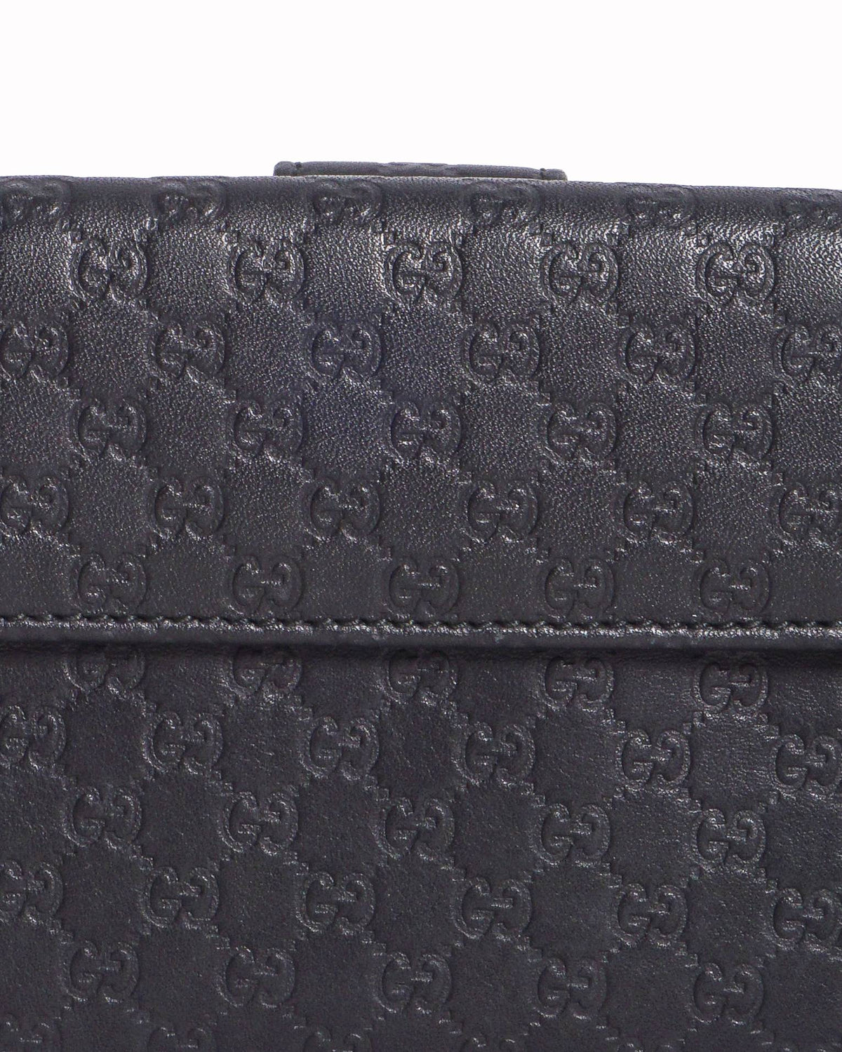 Gucci Guccissima Black Leather Continental Flap Wallet