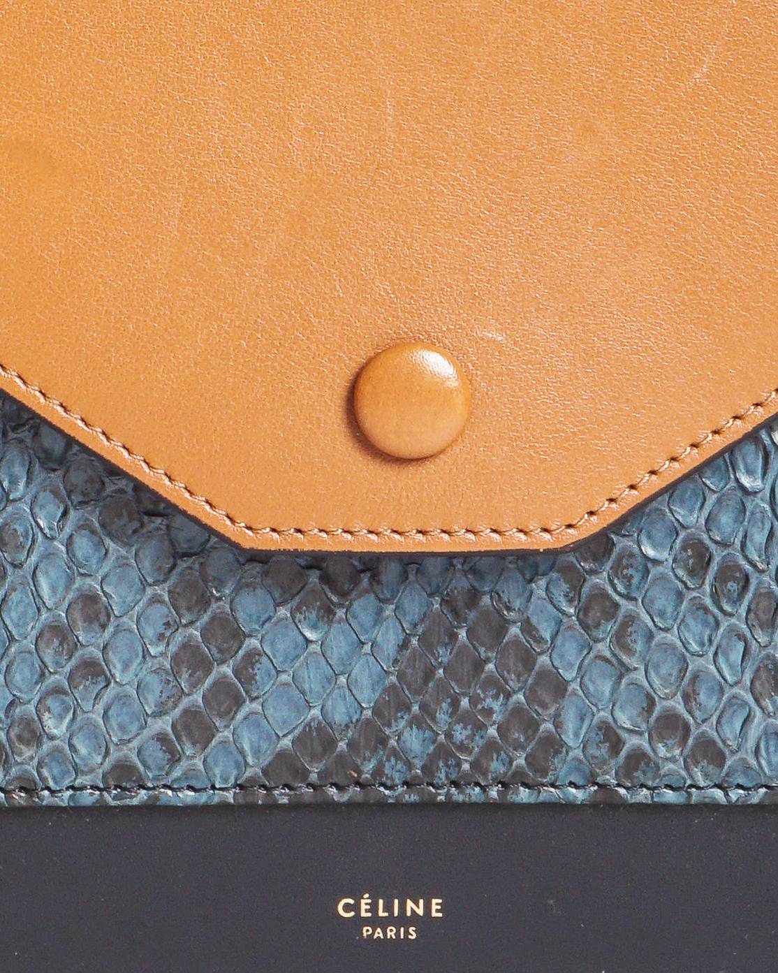Celine Multicolor Leather & Python Pocket Envelope Shoulder Bag