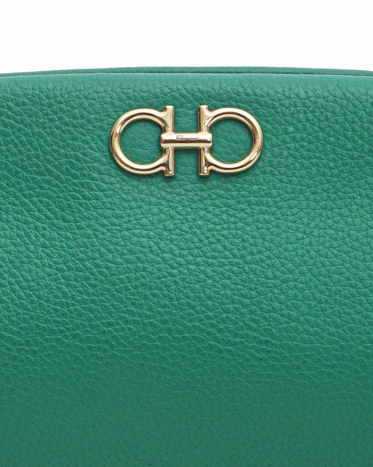 Salvatore Ferragamo Green Pebbled Leather Gancini Mini Crossbody Bag