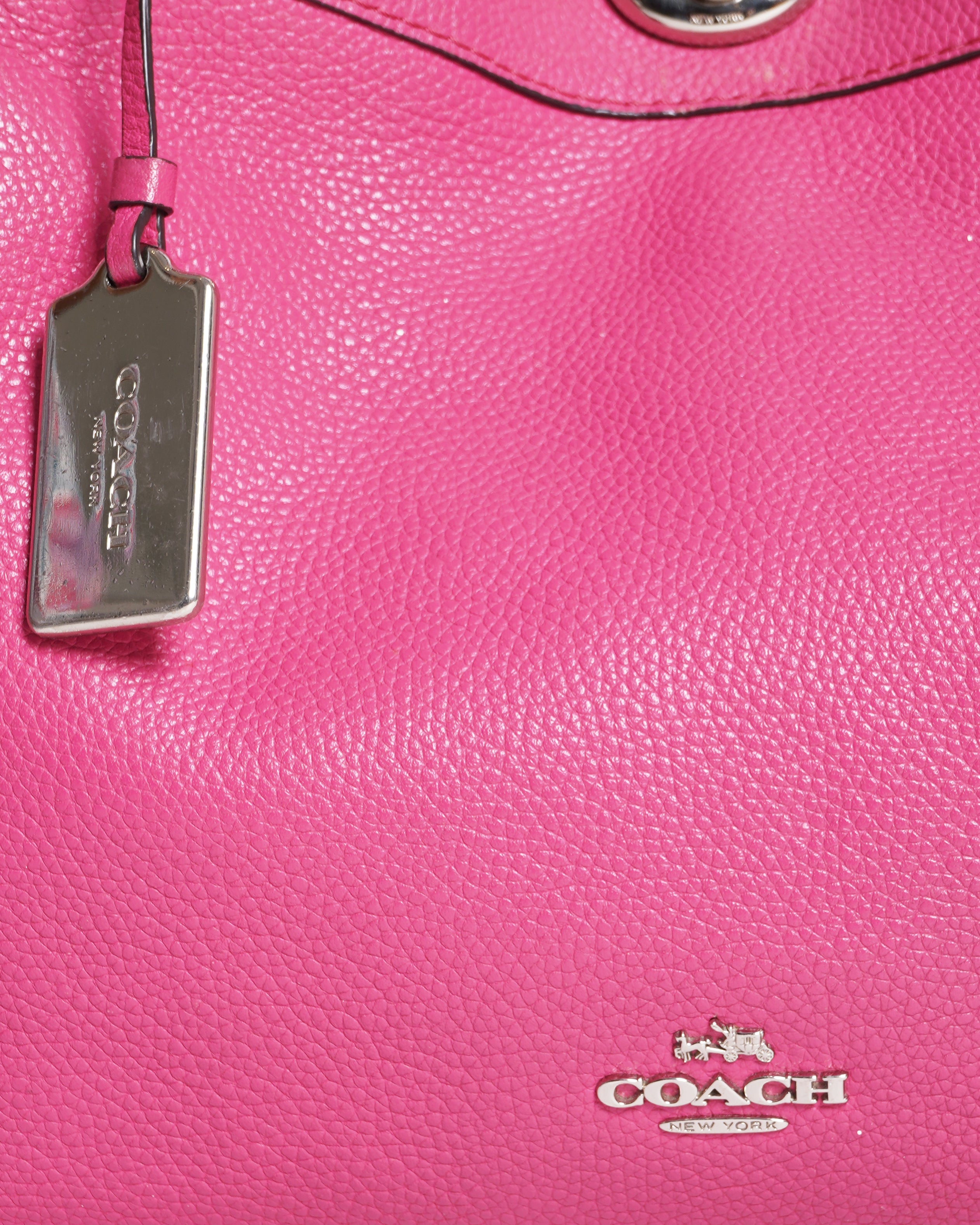 Coach Edue Turnlock chain pebble bag in hot pink