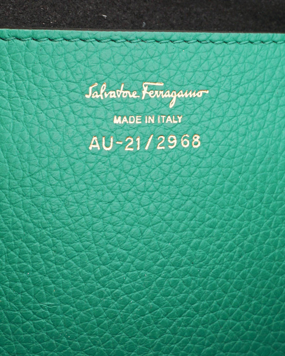 Salvatore Ferragamo Green Pebbled Leather Gancini Mini Crossbody Bag