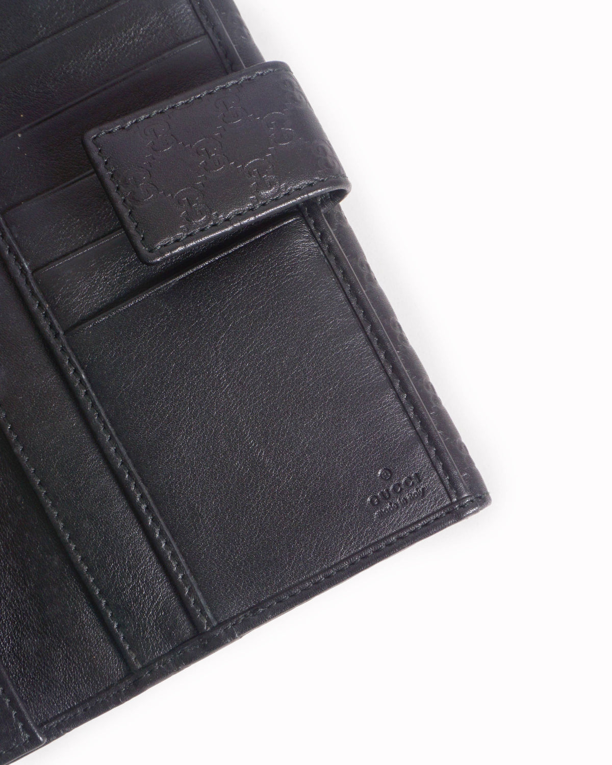 Gucci Guccissima Black Leather Continental Flap Wallet