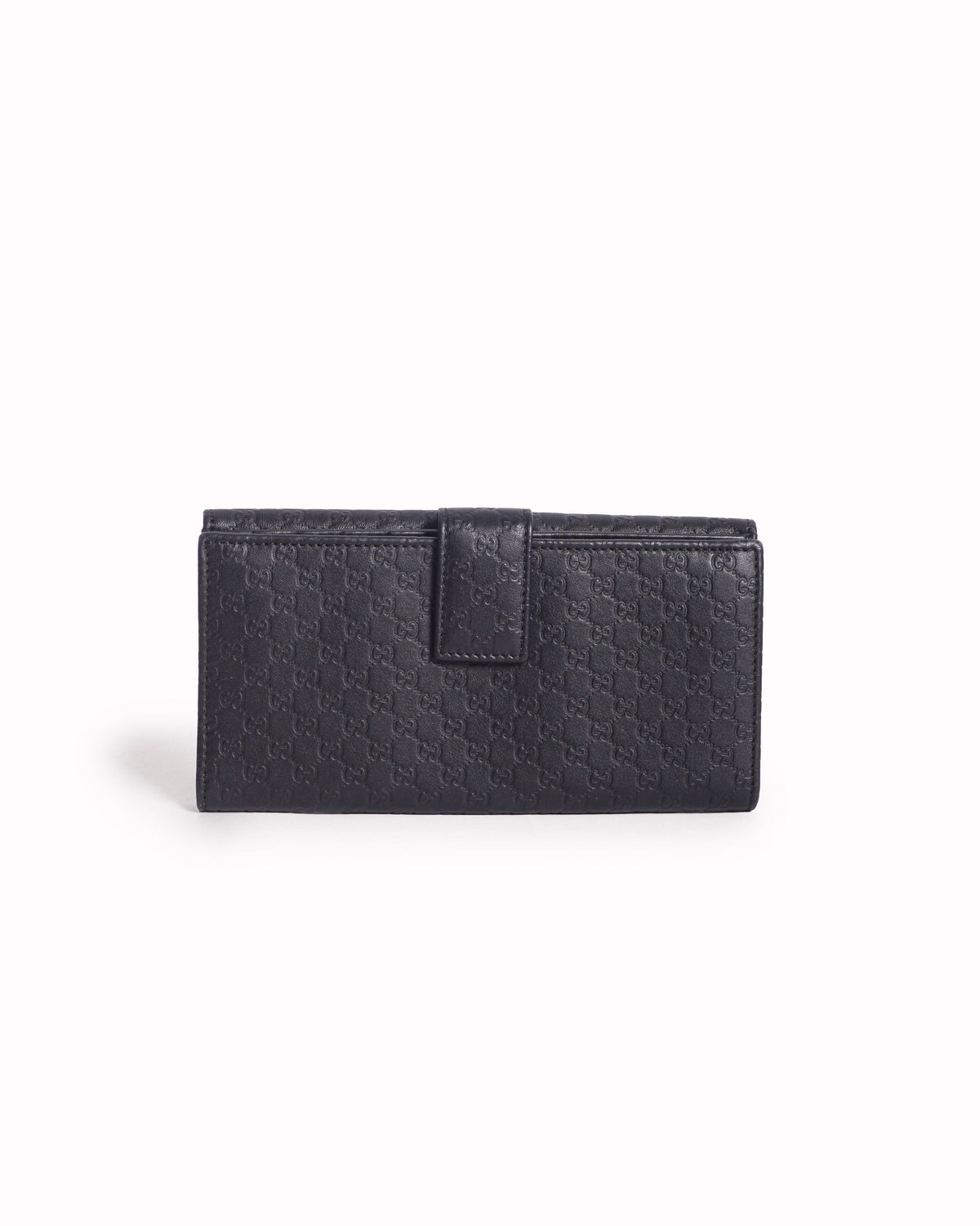 Gucci Guccissima Black Leather Continental Flap Wallet
