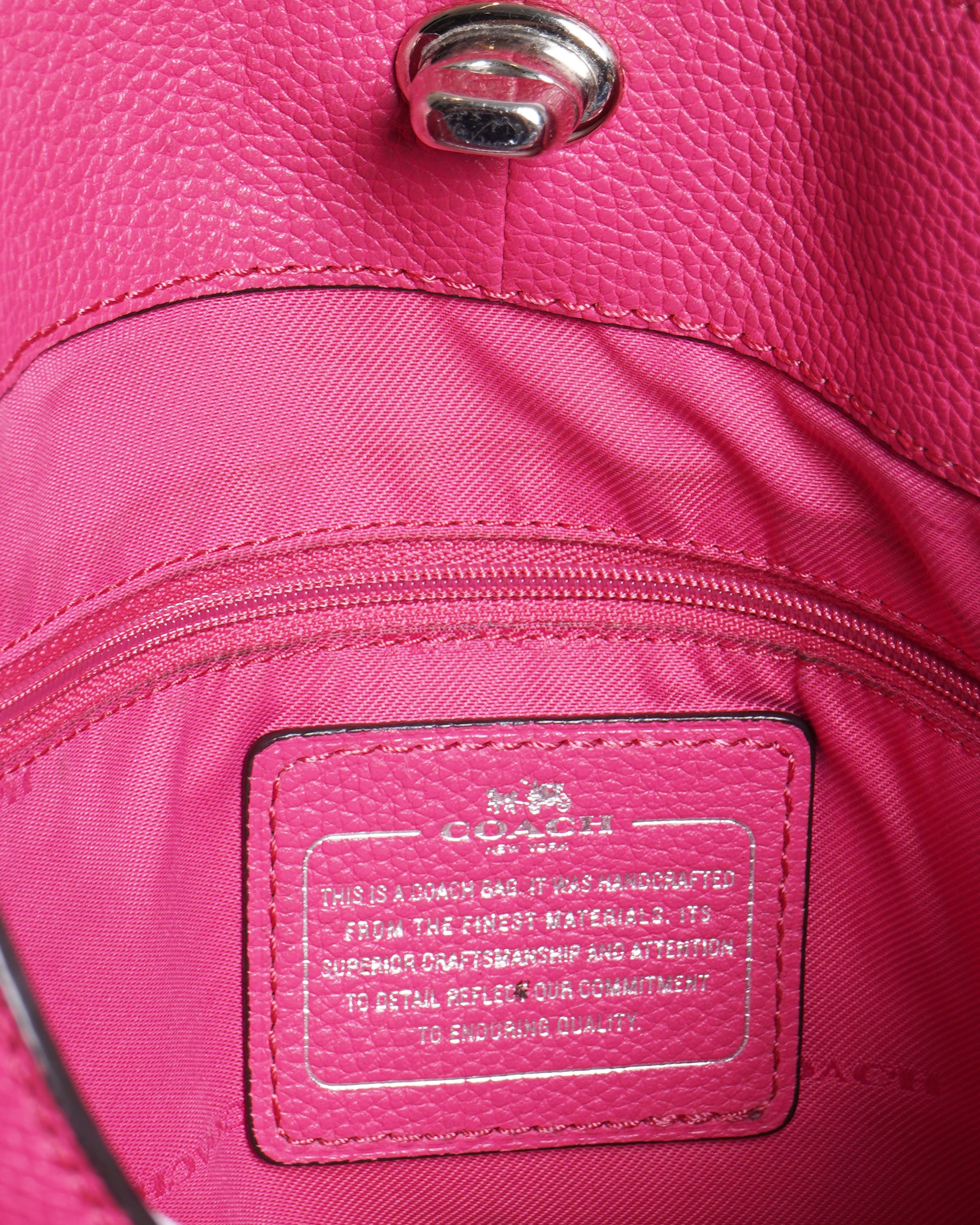 Coach Edue Turnlock chain pebble bag in hot pink