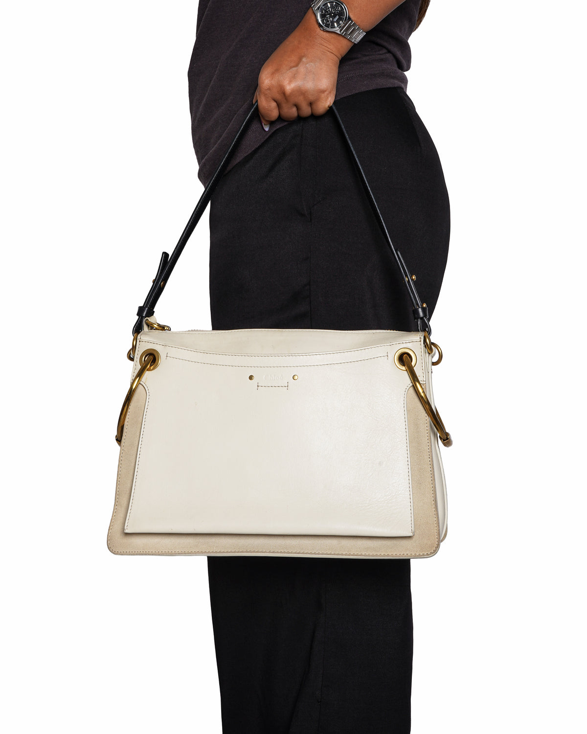 Chloé Roy Medium Smooth Leather and Suede Shoulder Bag