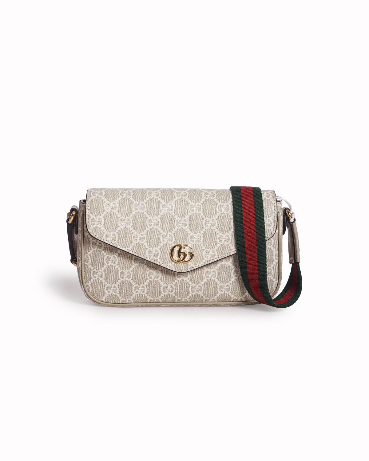 Gucci Beige & White GG Supreme Ophidia Mini Crossbody Bag