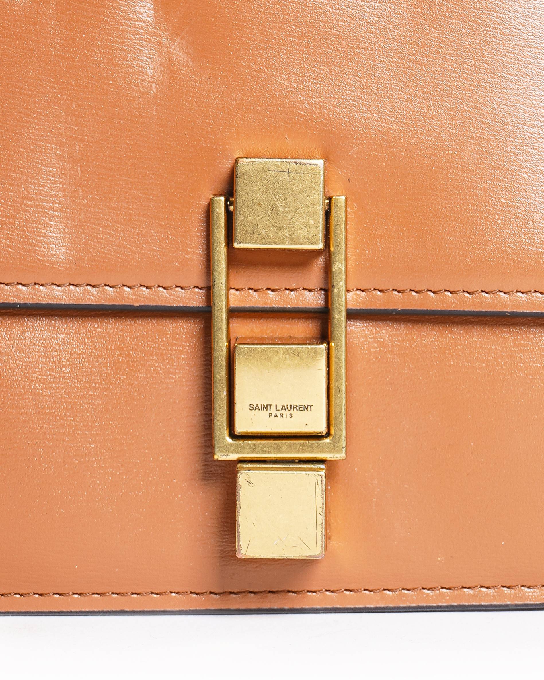 Saint Laurent Tan Leather Le Carré Shoulder Bag