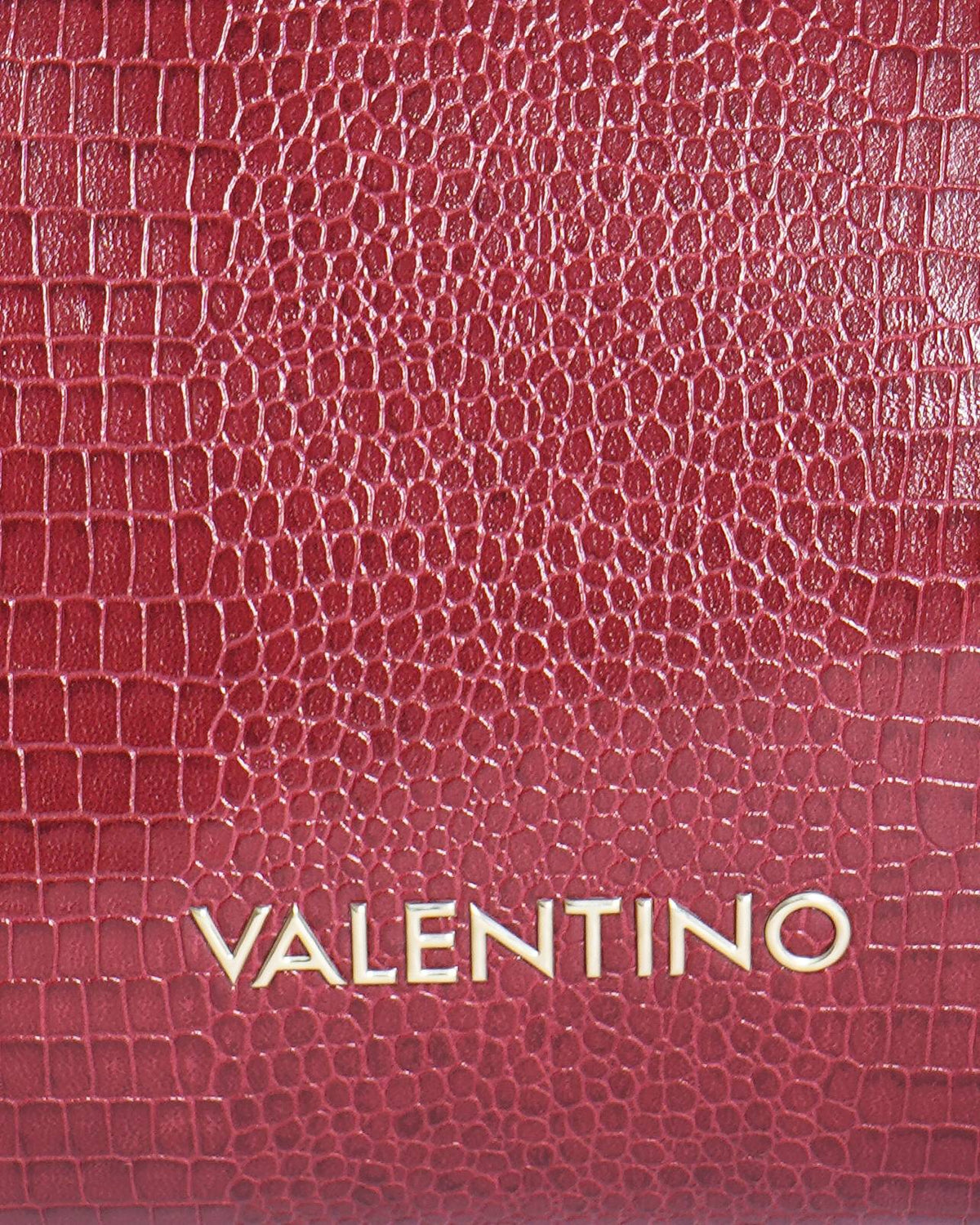 Mario Valentino Maroon Croc-Embossed Satchel