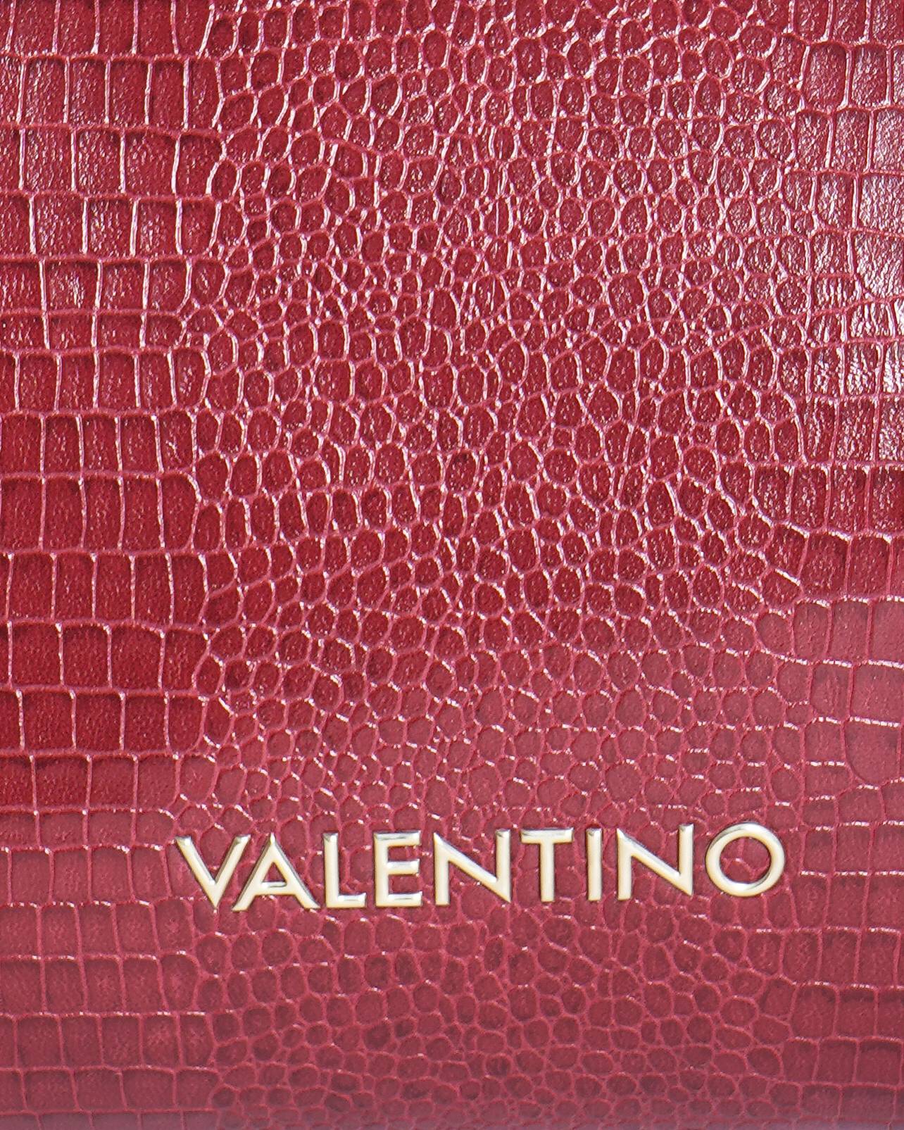 Mario Valentino Maroon Croc-Embossed Satchel