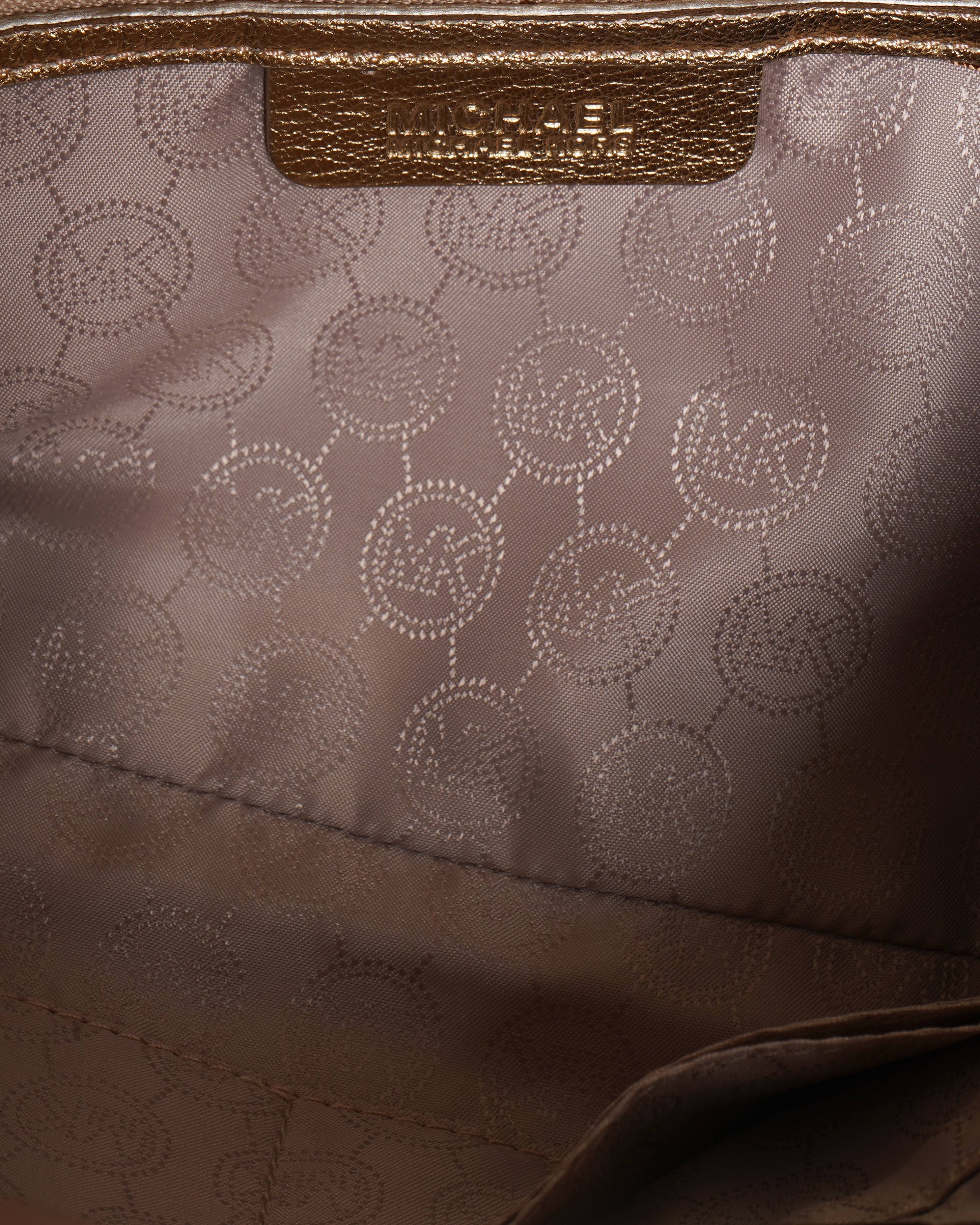 Michael Kors Berkley Large Metallic Gold Leather Clutch with shoulder strap