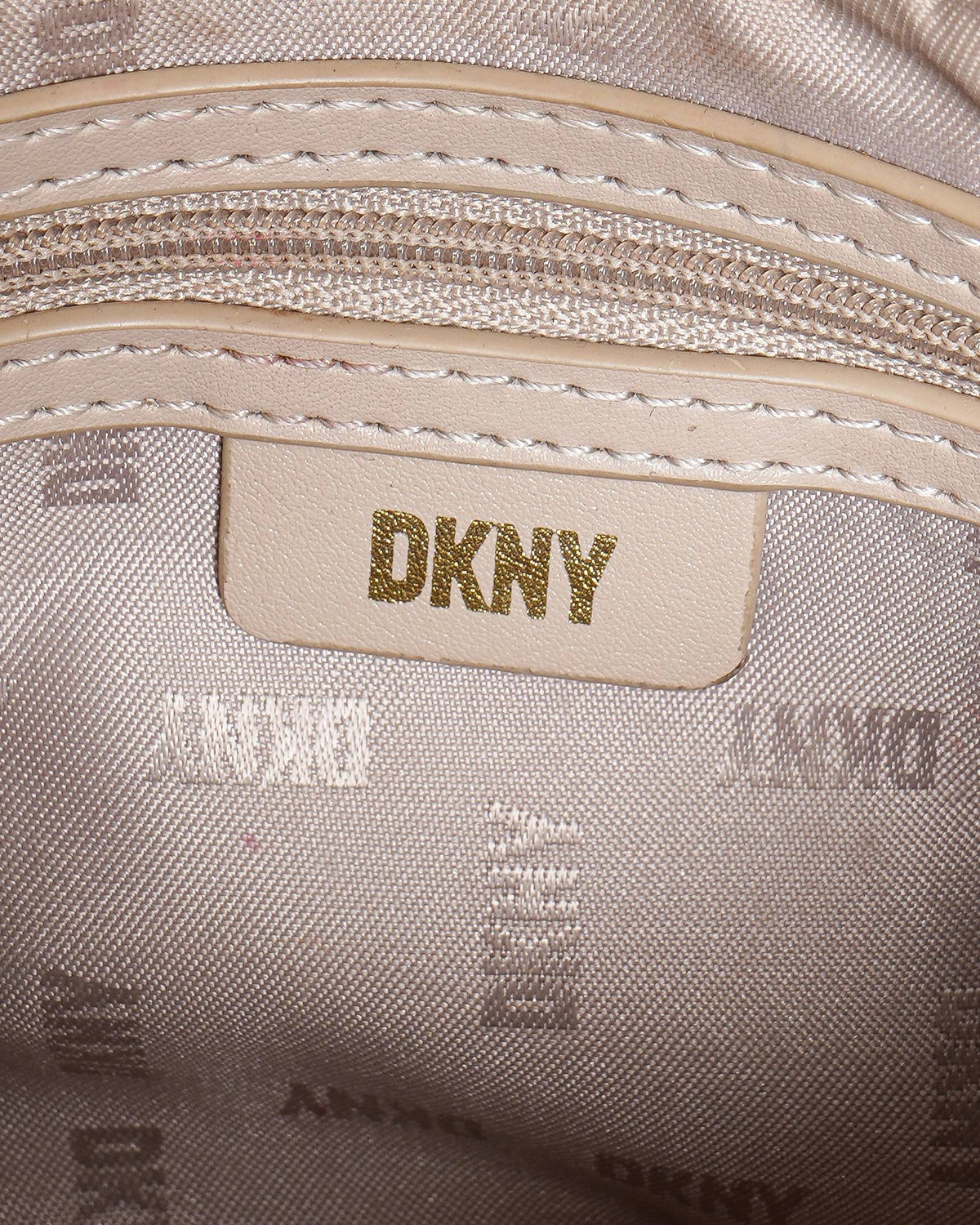 DKNY Cream Logo Monogram Chain Wristlet Pouchette