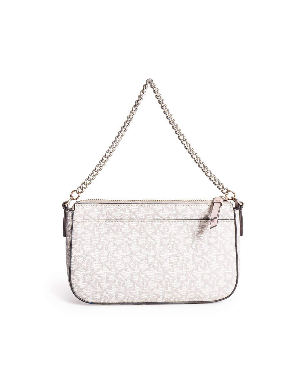DKNY Cream Logo Monogram Chain Wristlet Pouchette