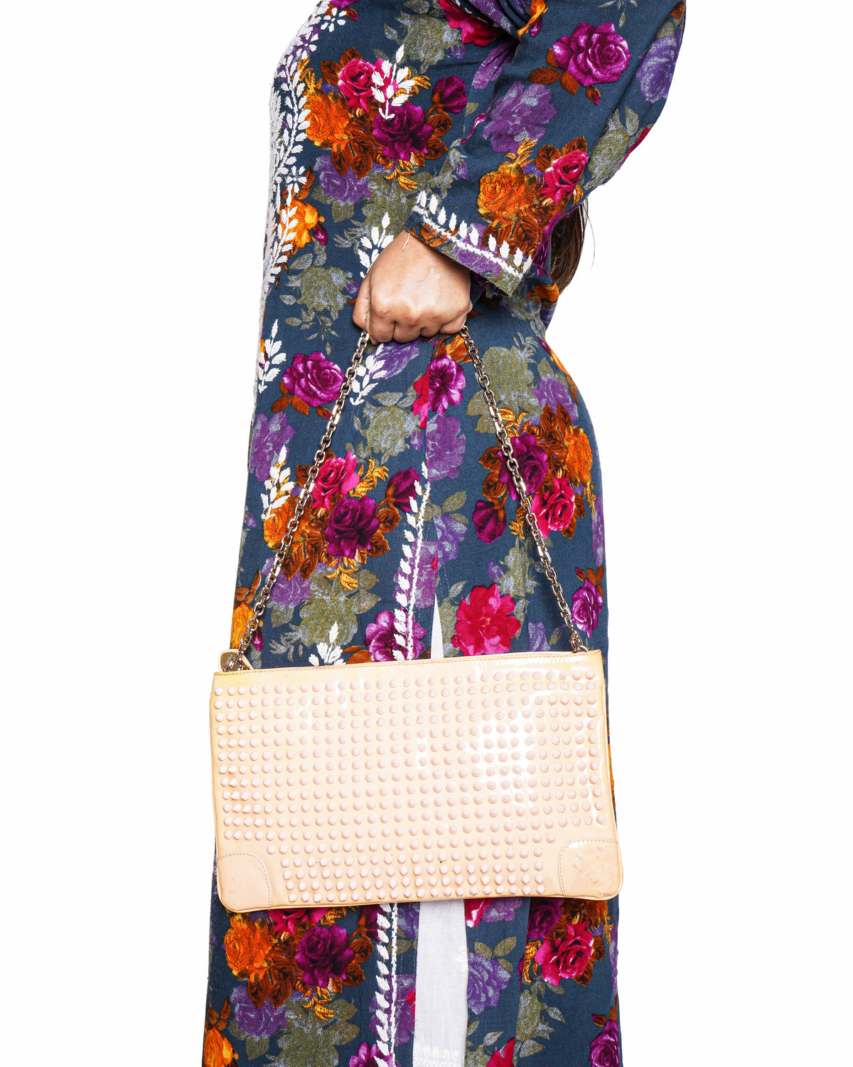 Christian Louboutin Patent Leather Studded Clutch Bag