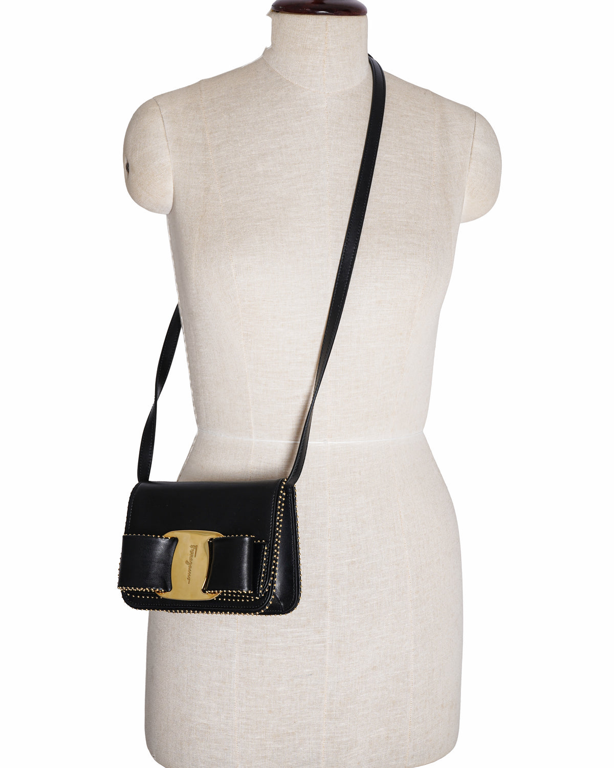 Salvatore Ferragamo Studded Mini Vara Bow Crossbody Bag