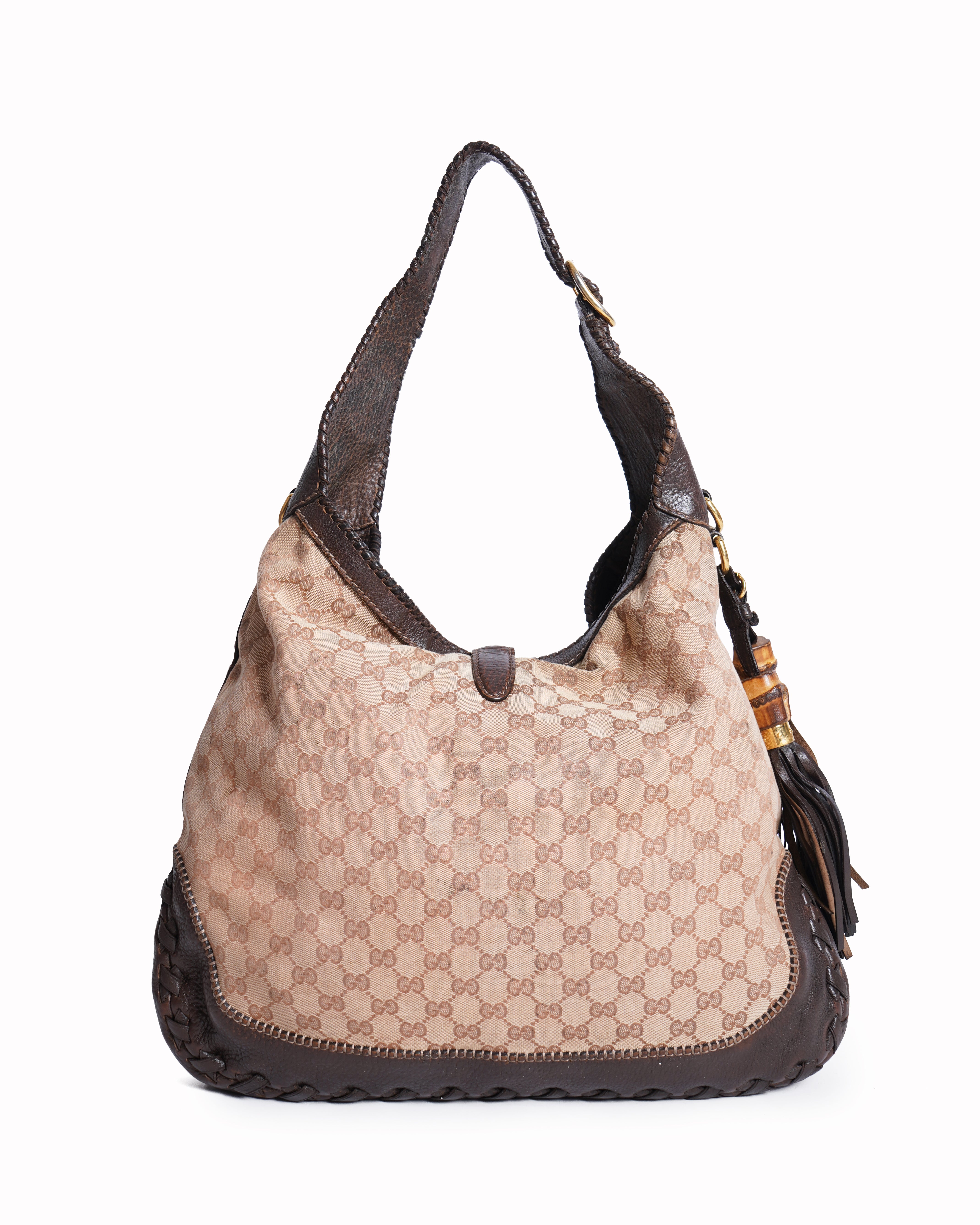 Gucci Brown GG Canvas Jackie Medium Hobo Bag