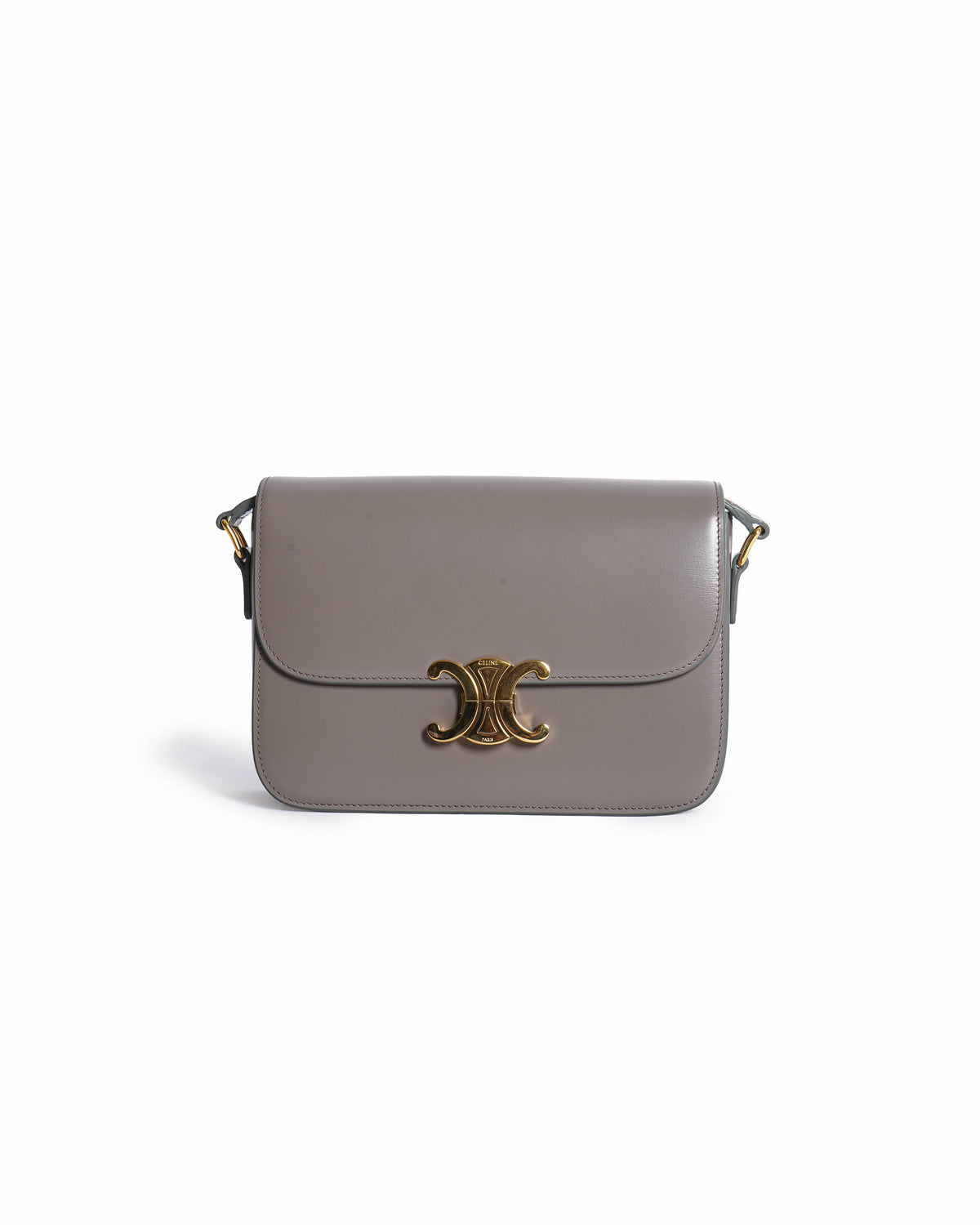 Celine Elephant Grey Triomphe Crossbody Bag In Natural Calfskin