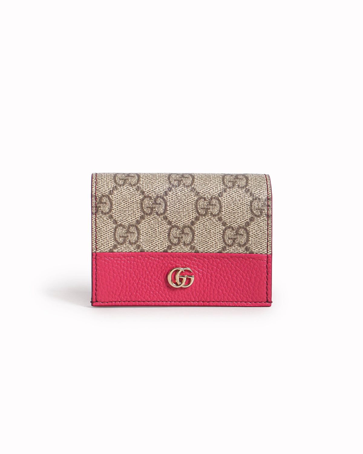 Gucci GG Supreme Pink Leather Floral Patchwork Double G Card Case