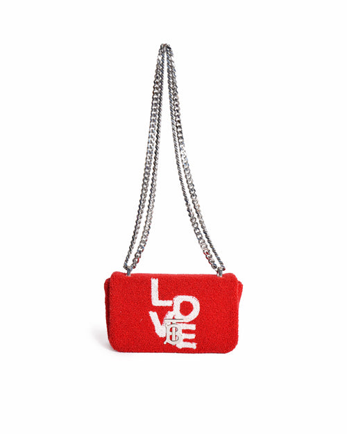 Burberry red terry fabric mini love lola shoulder bag