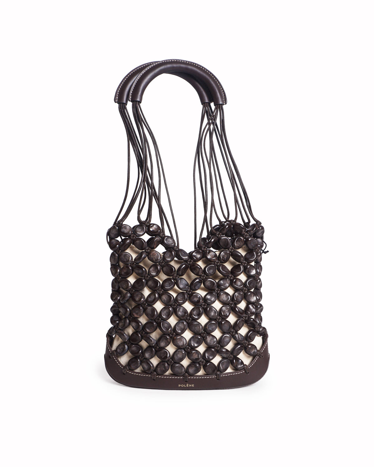 Polène Solé Macramé Upcycled Leather Pebble-Pearl Bag