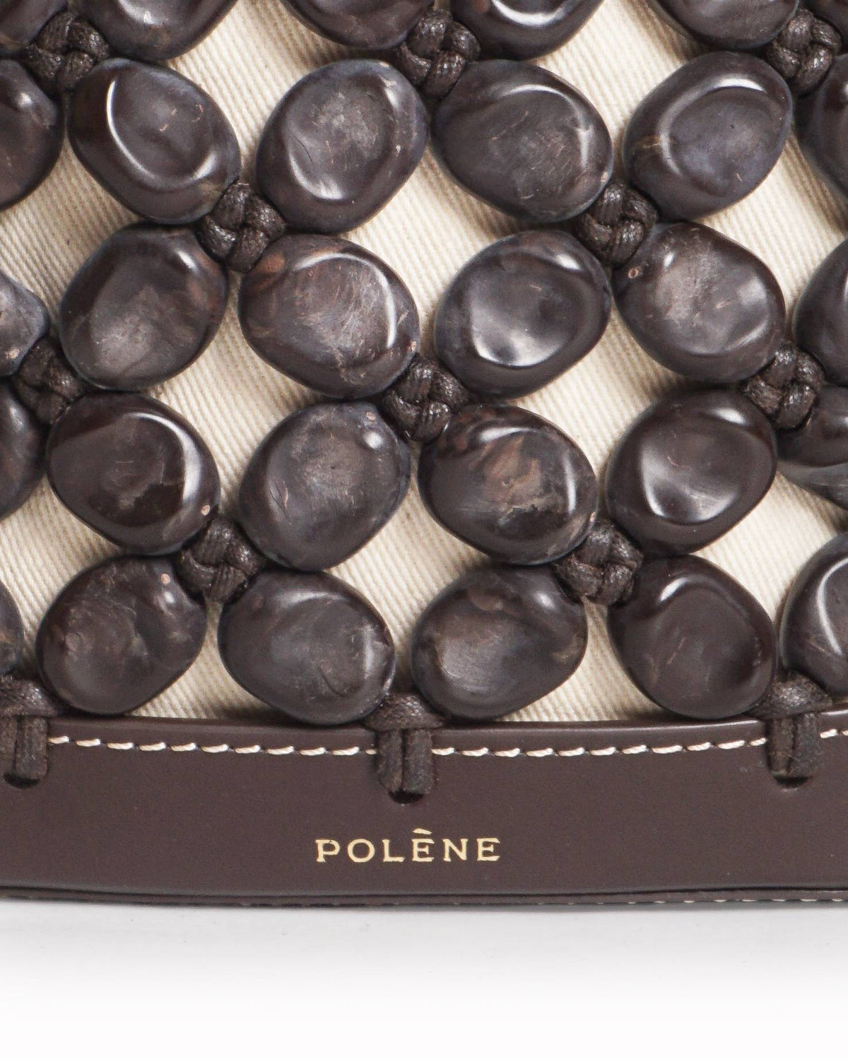 Polène Solé Macramé Upcycled Leather Pebble-Pearl Bag