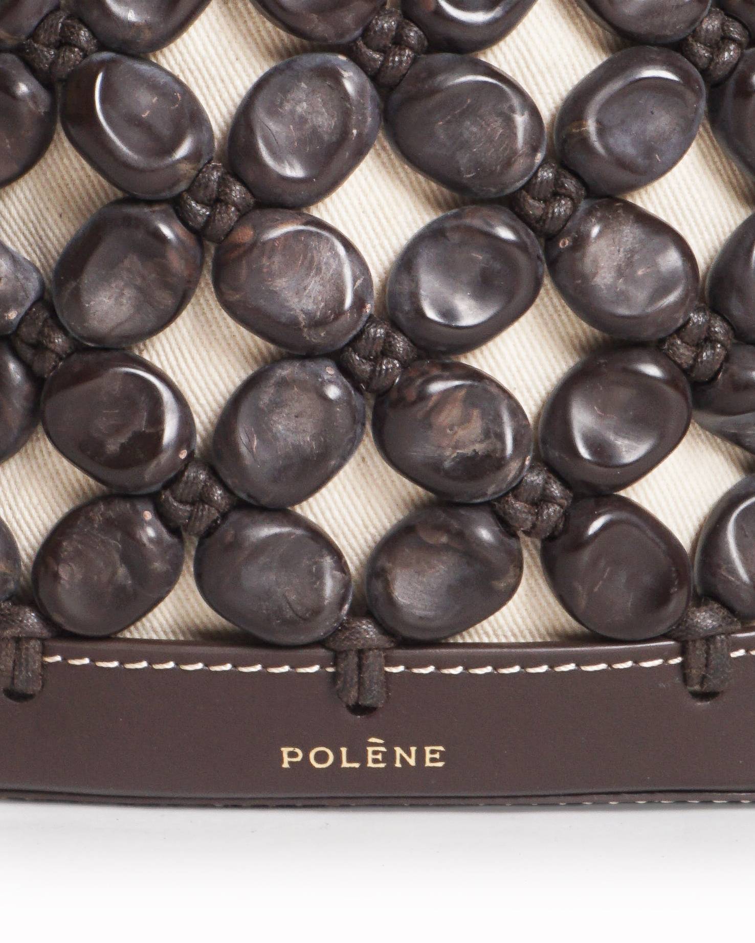 Polène Solé Macramé Upcycled Leather Pebble-Pearl Bag
