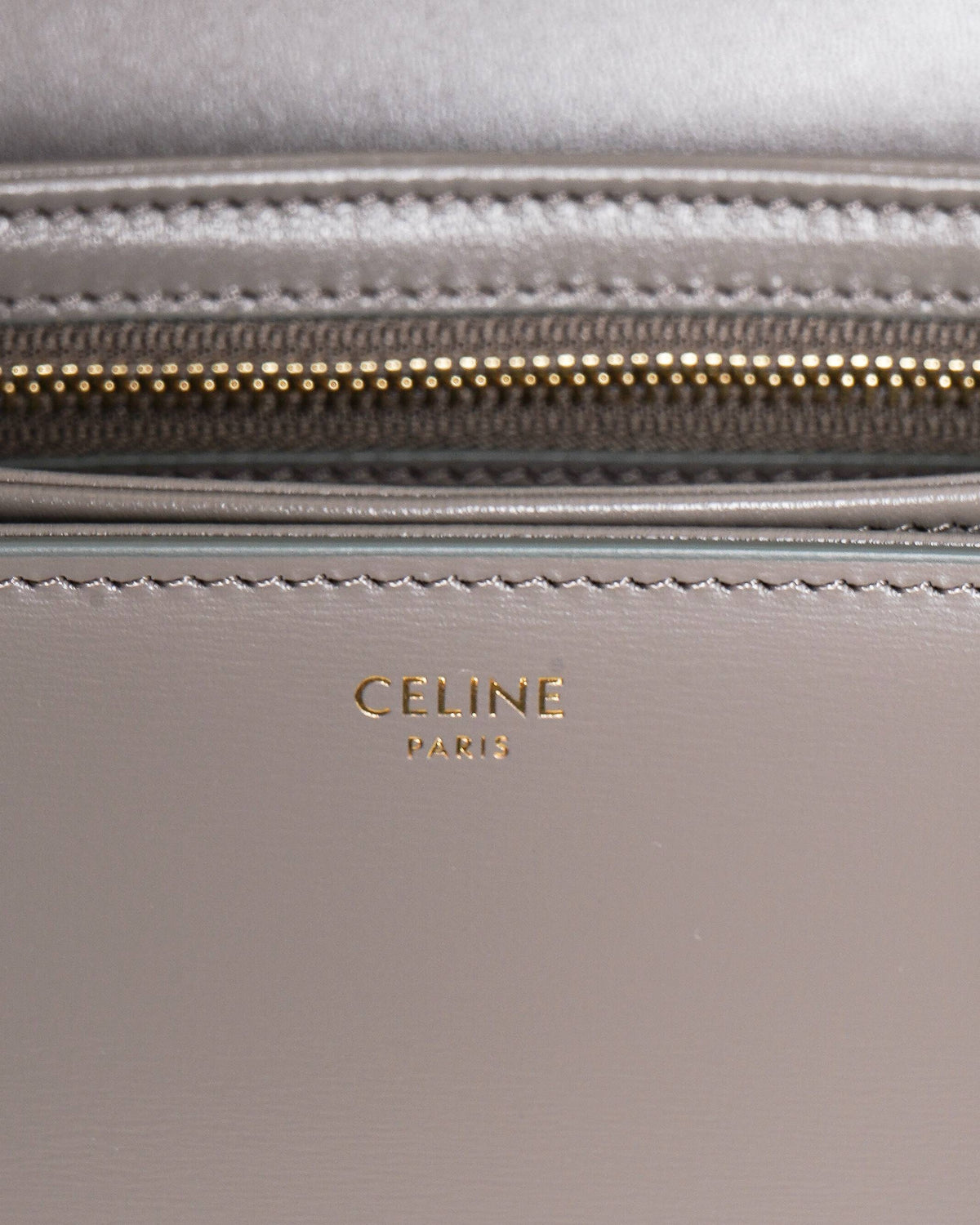 Celine Elephant Grey Triomphe Crossbody Bag In Natural Calfskin