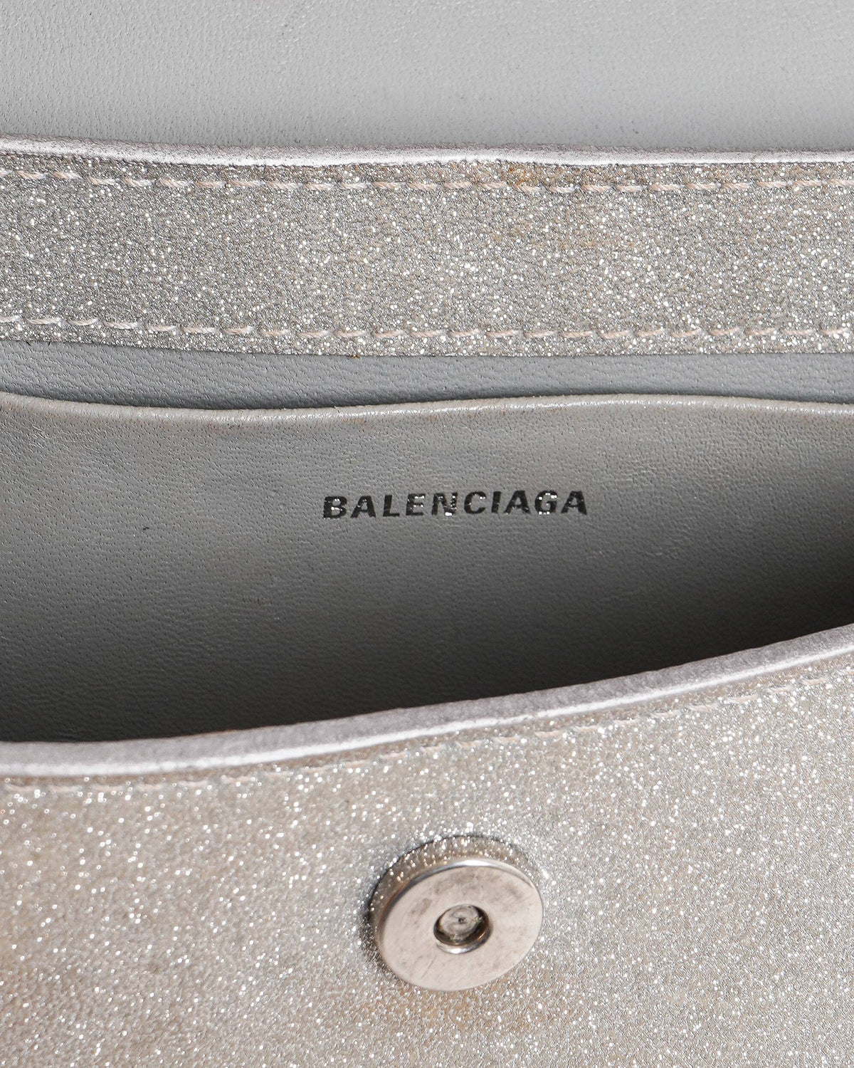 Balenciaga XX flap shoulder bag with glitter coated leather