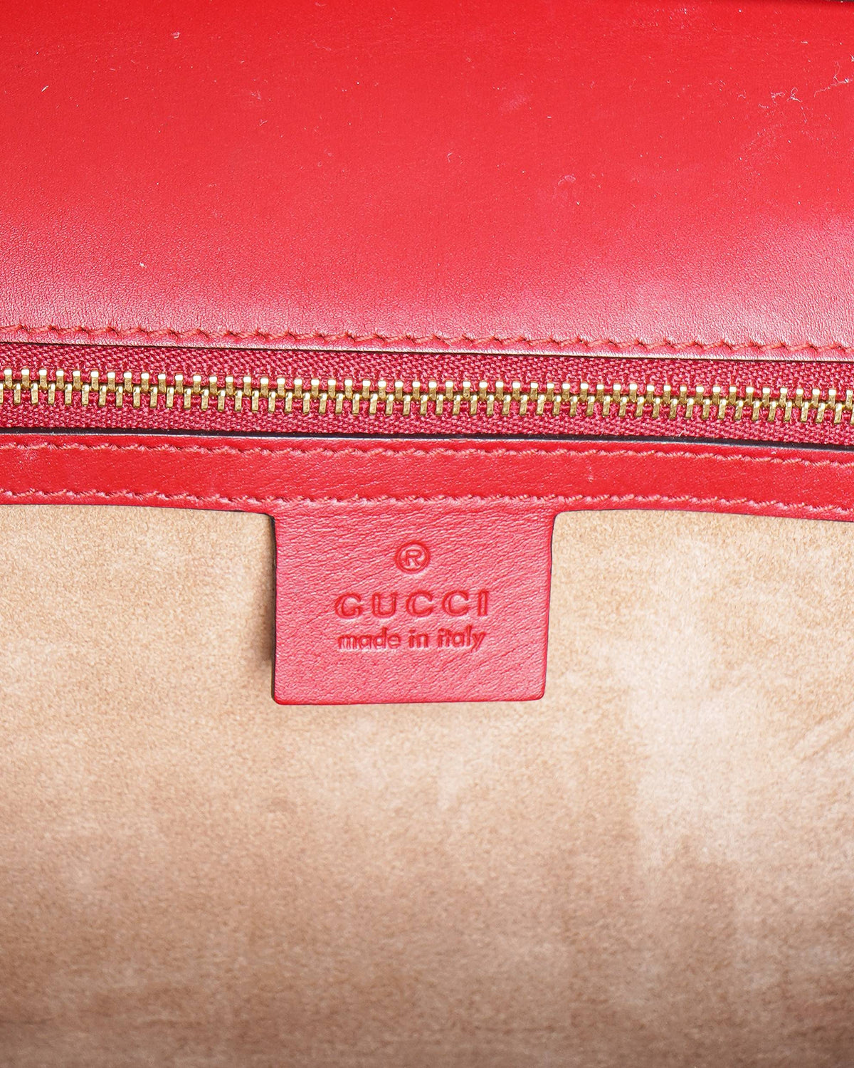 Gucci Red Leather Sylvie Top Handle Bag