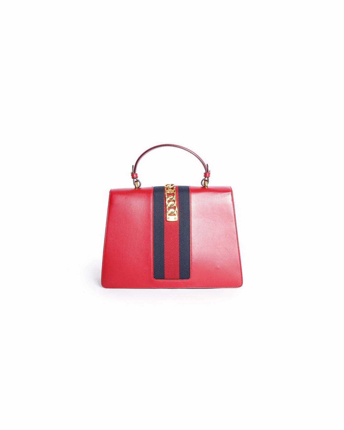 Gucci Red Leather Sylvie Top Handle Bag