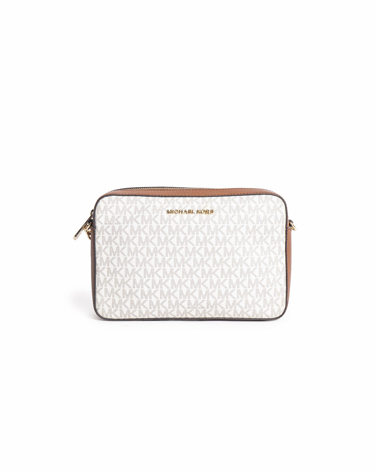 Michael Kors Jet Set Camera Signature Coated Canvas and Leather Crossbody Bag