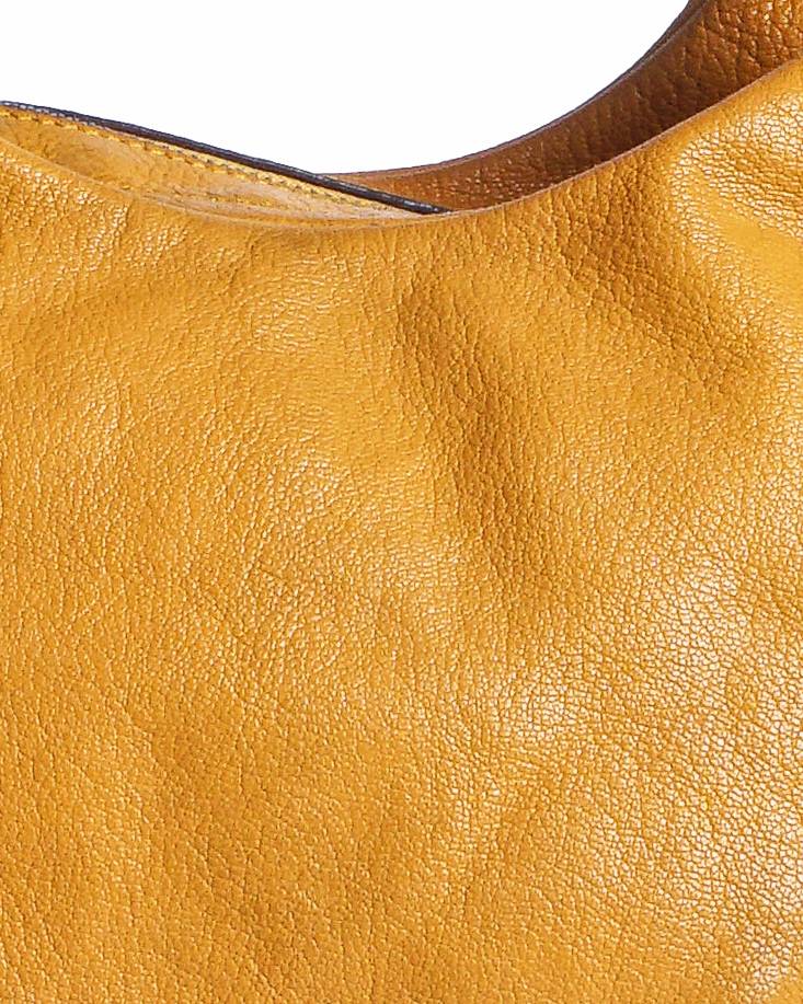 Salvatore Ferragamo Mustard Yellow Pebbled Leather Marisa Hobo Bag