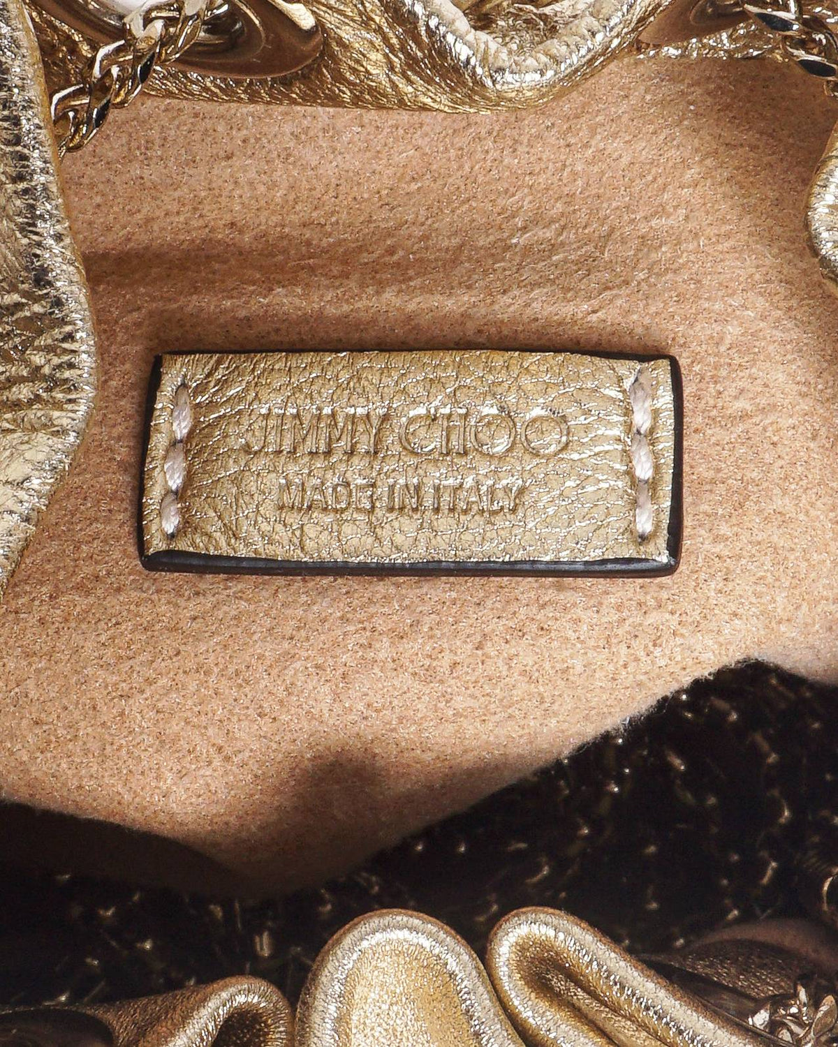 Jimmy Choo Micro Bon Bon 
Gold Metallic Nappa Mini Bag