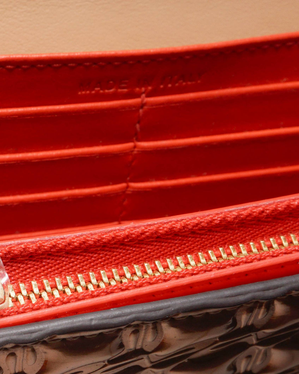 Christian Louboutin Metallic Bronze Embossed Leather Crossbody Wallet
