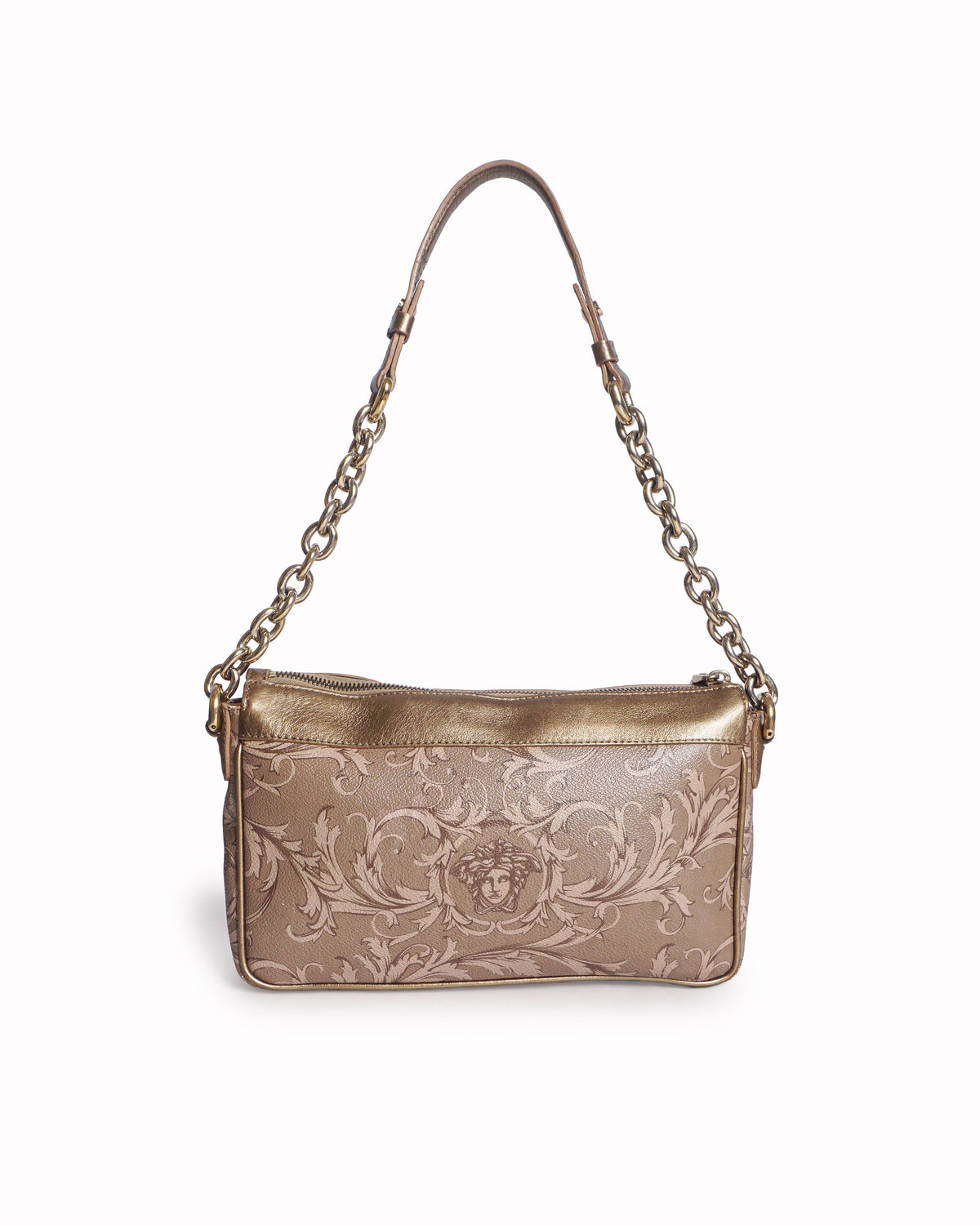 Versace Gold & Pink Barocco Medusa Chain Shoulder Bag
