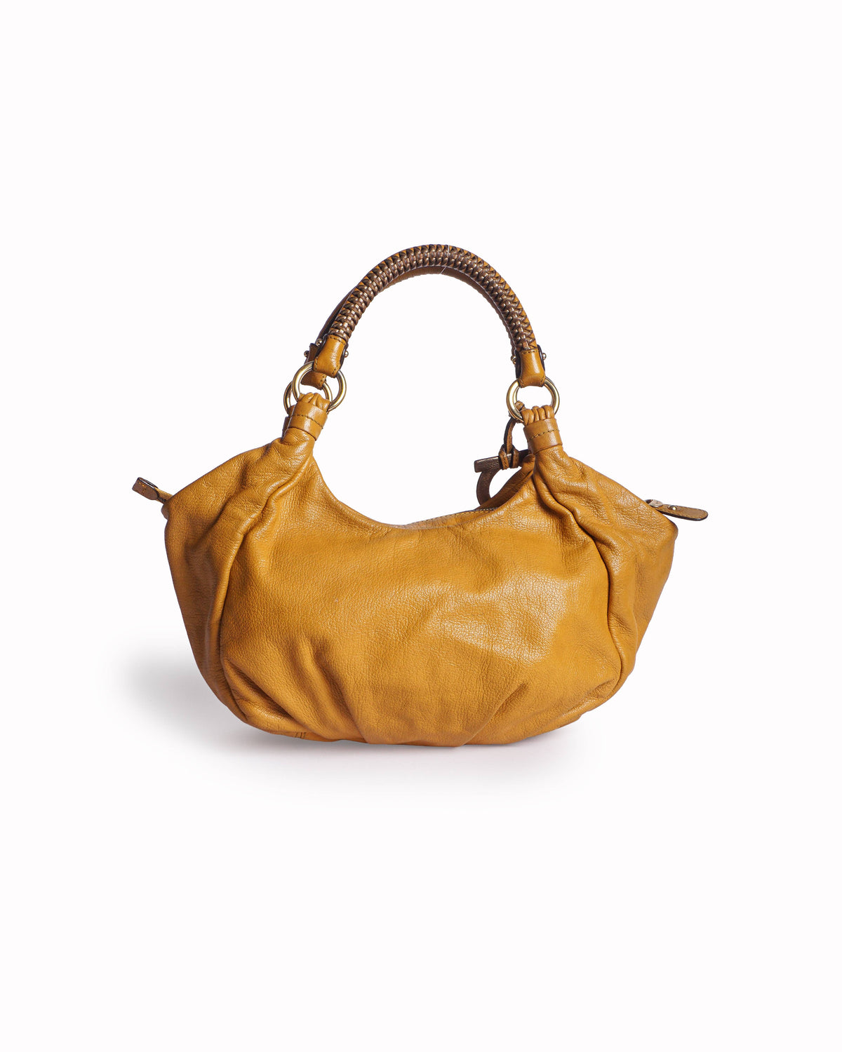 Salvatore Ferragamo Mustard Yellow Pebbled Leather Marisa Hobo Bag