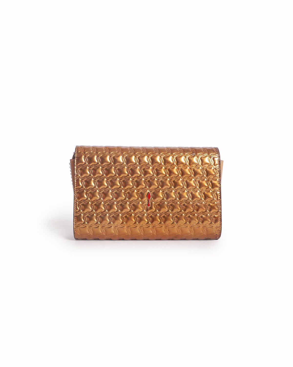 Christian Louboutin Metallic Bronze Embossed Leather Crossbody Wallet