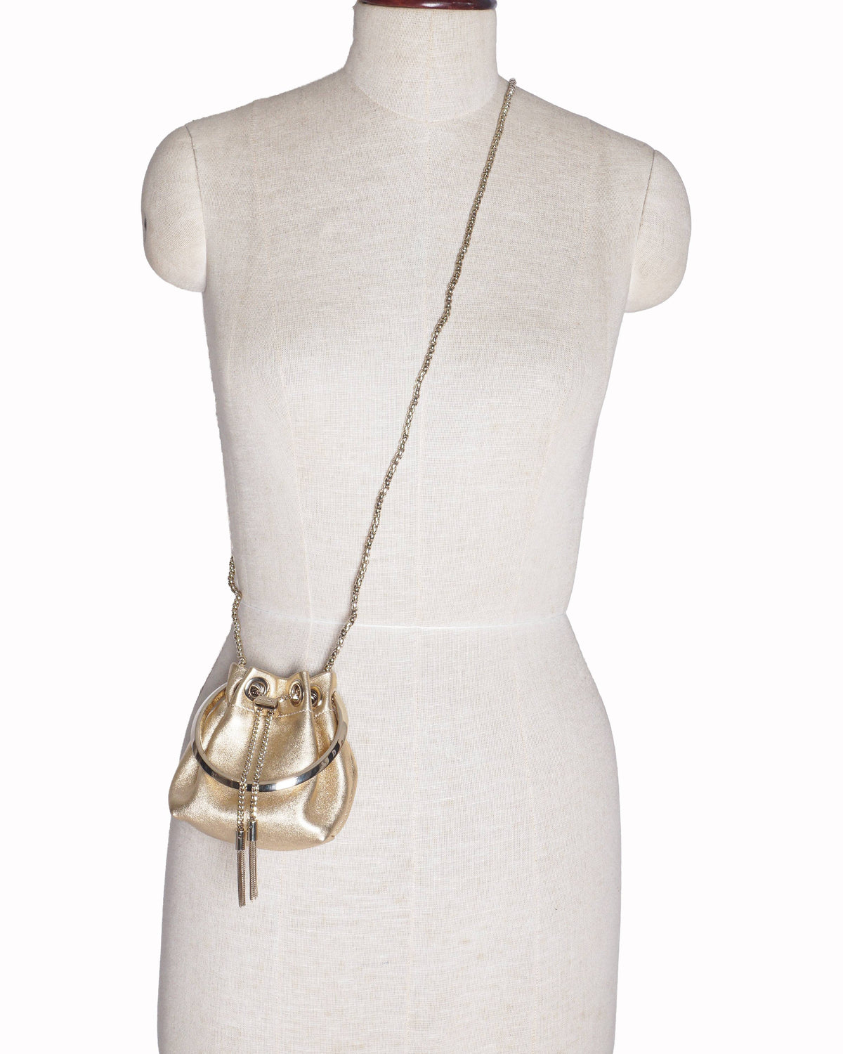 Jimmy Choo Micro Bon Bon 
Gold Metallic Nappa Mini Bag