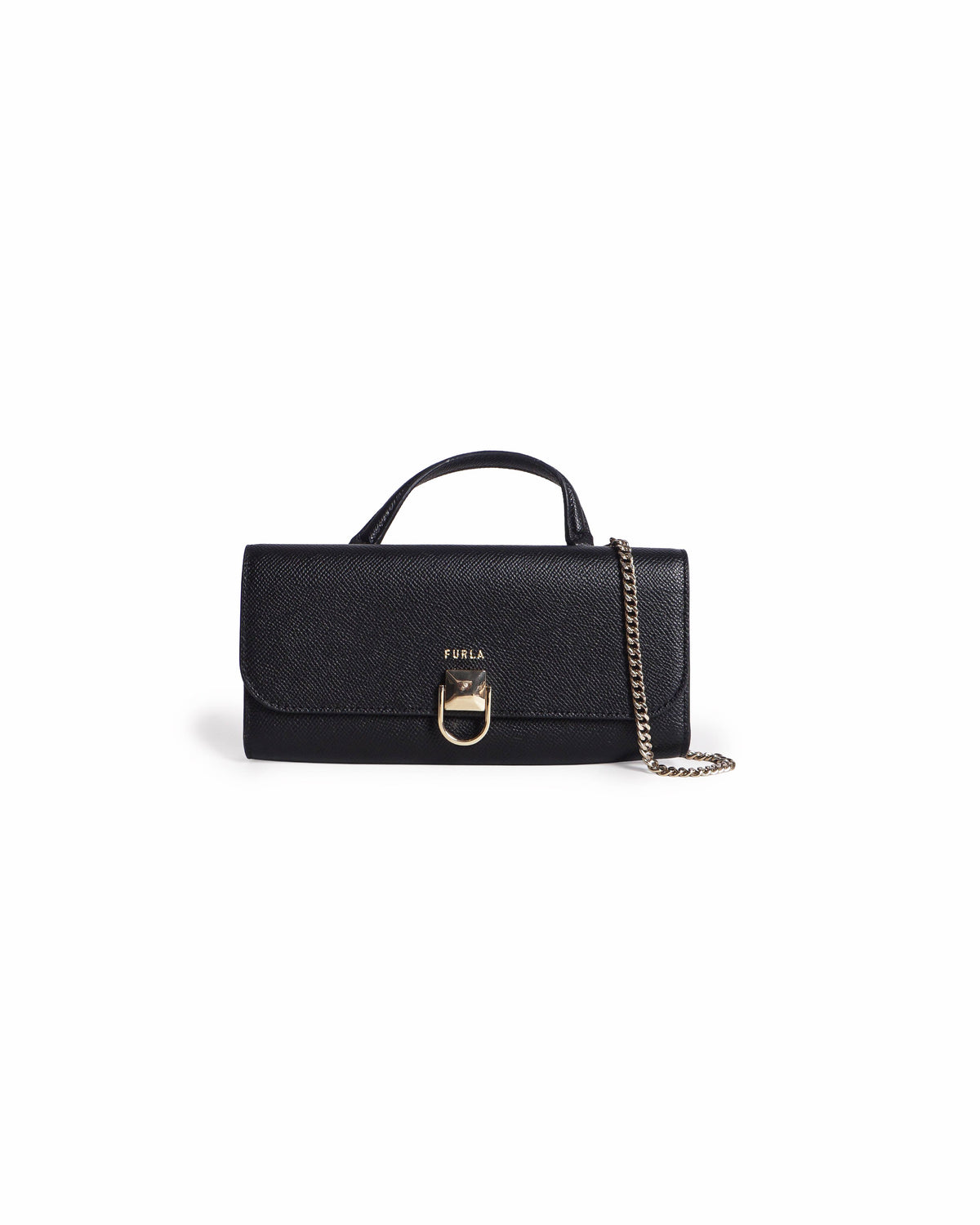 Furla Black Textured Leather Crossbody Bag