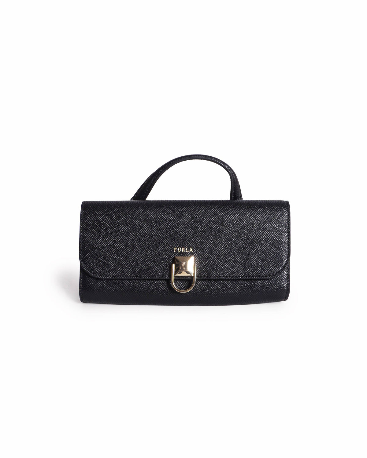Furla Black Textured Leather Crossbody Bag
