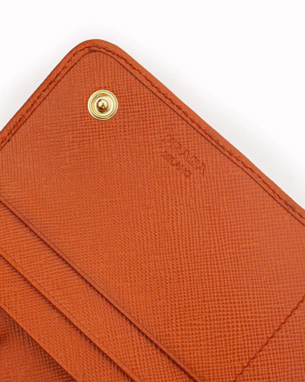 Prada Orange and Pink Perforated Continental Flap Wallet