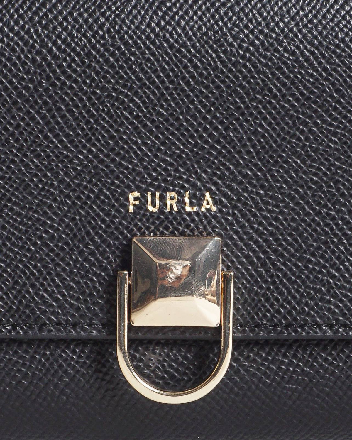 Furla Black Textured Leather Crossbody Bag