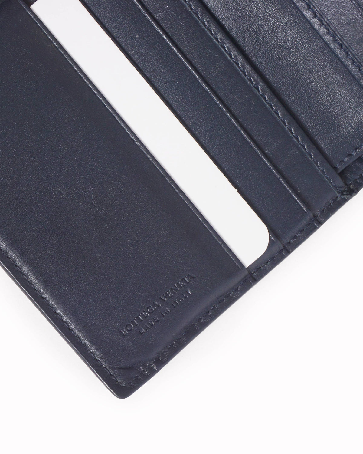 Bottega Veneta Blue Intrecciato Leather Bi-Fold Wallet