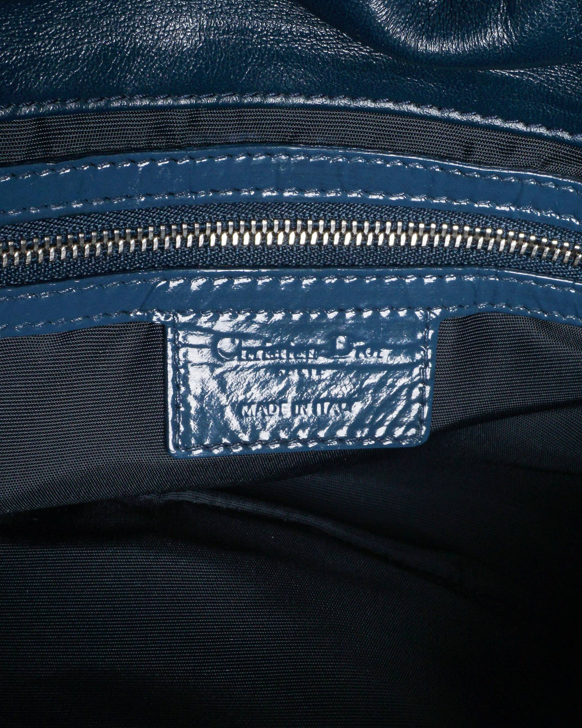 Christian Dior Slate Blue Cannage Patent Leather Miss Dior Promenade Bag