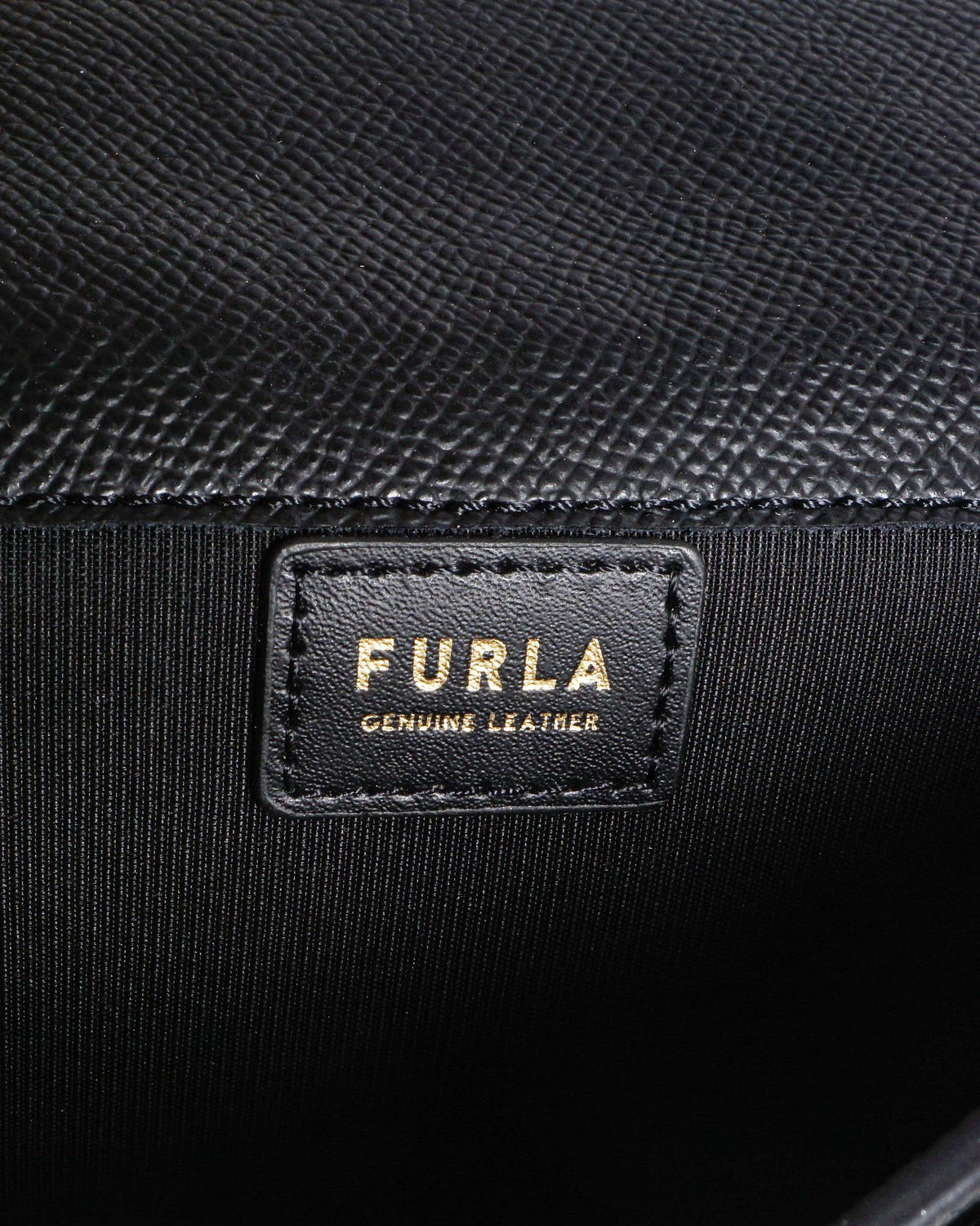 Furla Black Textured Leather Crossbody Bag