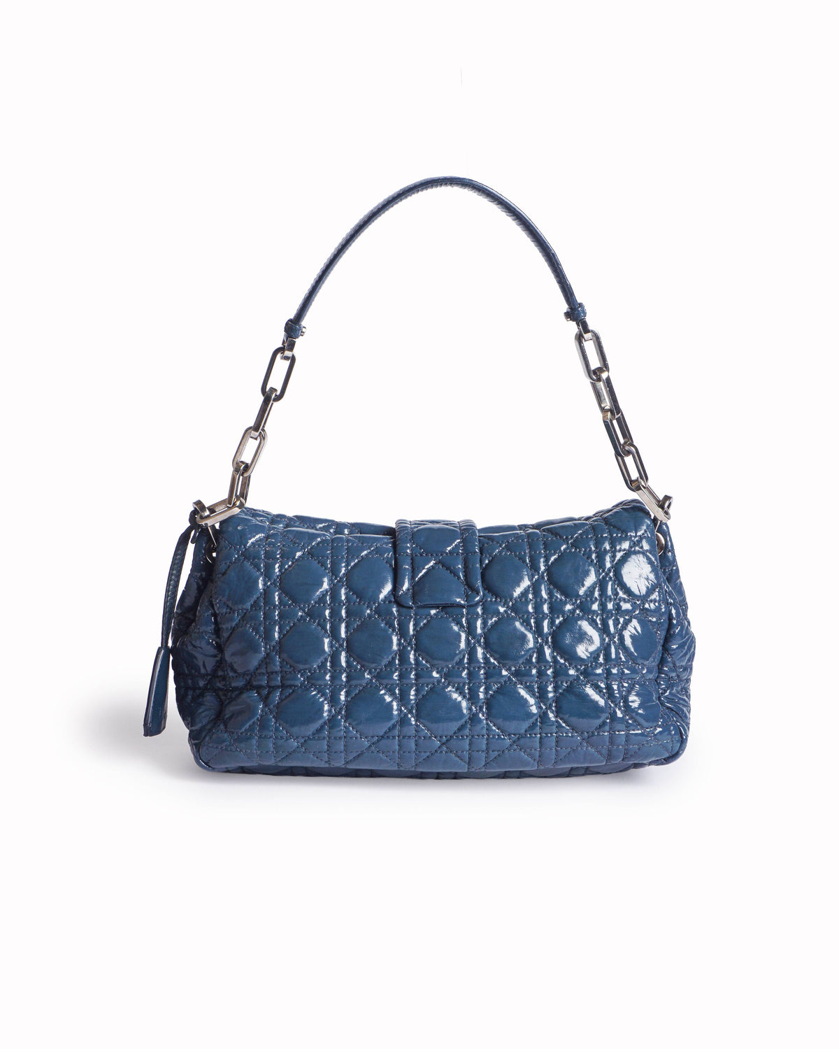 Christian Dior Slate Blue Cannage Patent Leather Miss Dior Promenade Bag