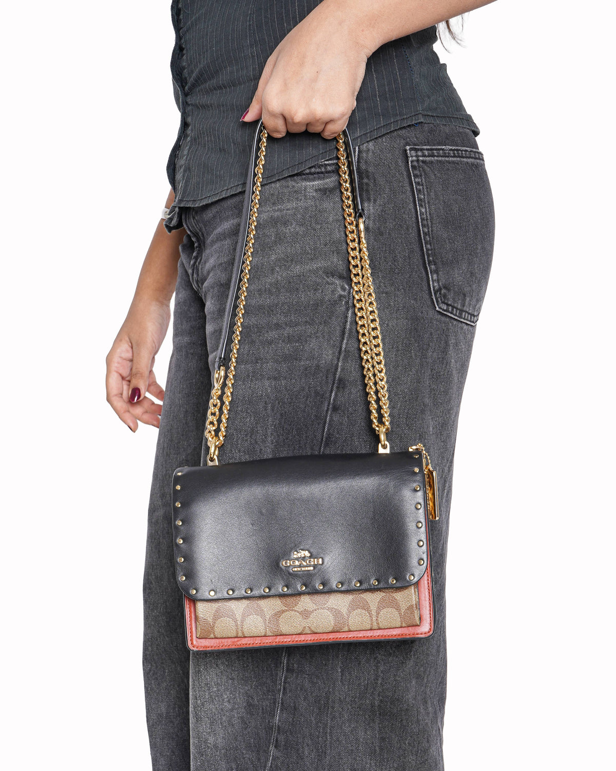 Coach Klare Crossbody Bag In Signature Canvas With Rivets