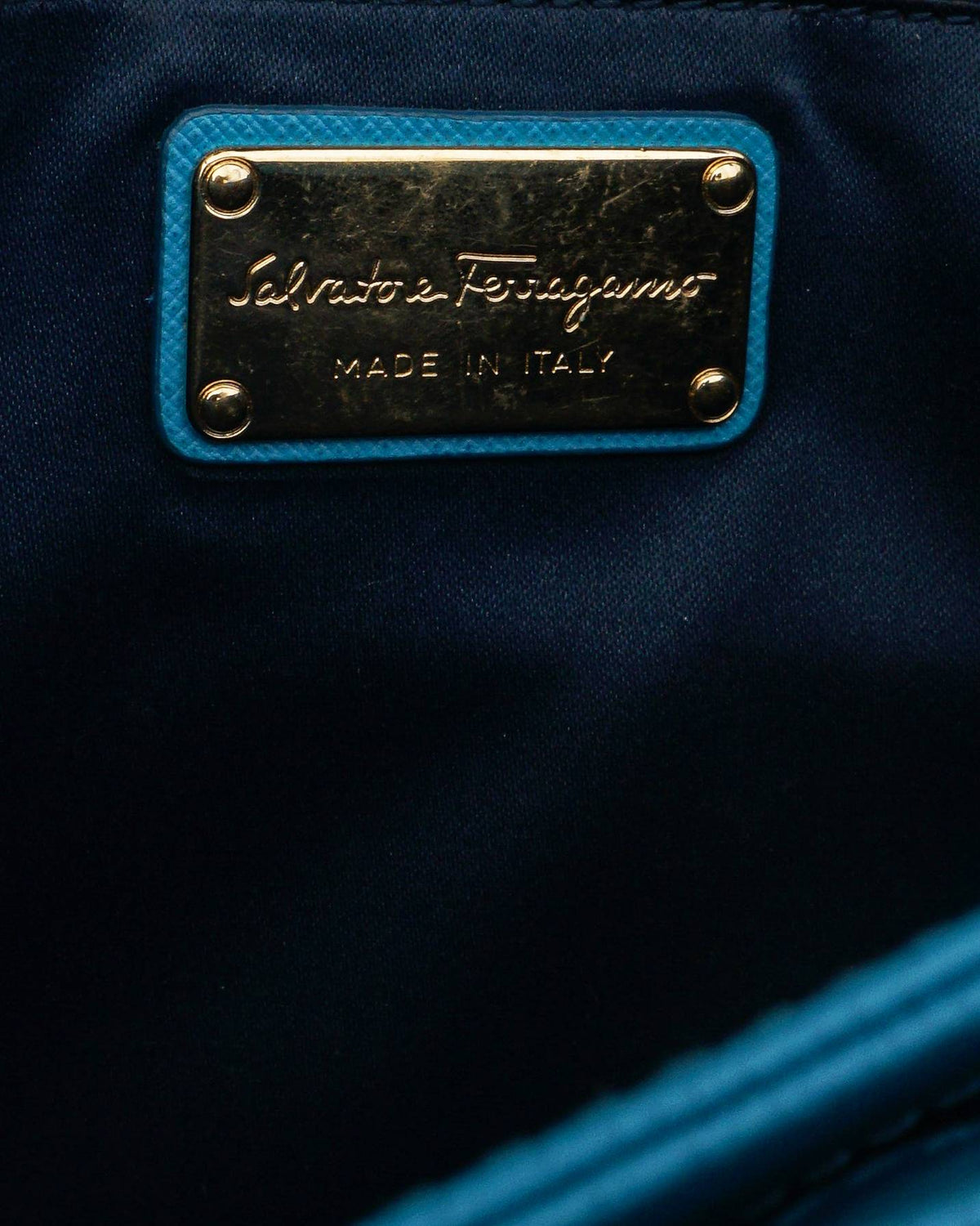 Salvatore Ferragamo Greta Two-Tone Blue Leather Gancini Crossbody Bag